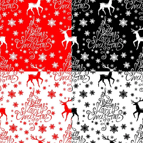 Motivo Senza Cuciture Con Testo Calligrafico Very Merry Christmas Fiocchi — Vettoriale Stock