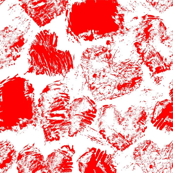 Kusursuz Desenli Grunge Kırmızısı Figürlü Kalpli Beyaz Arka Planda Izole — Stok Vektör