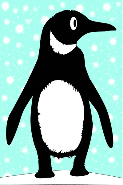 吹雪の中の一羽のペンギン — ストックベクタ