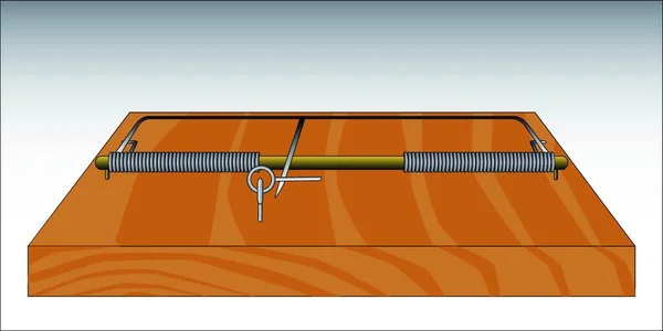 Una Base Madera Tradicional Trampa Ratón Resorte Alambre — Archivo Imágenes Vectoriales