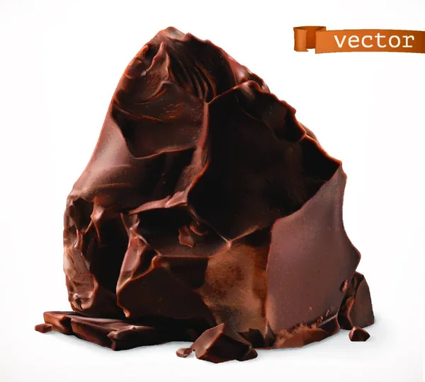 Des Morceaux Chocolat Noir Icône Vectorielle Réaliste — Image vectorielle