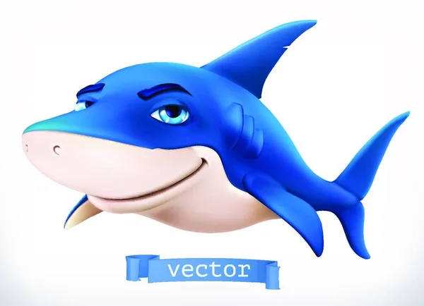 有趣的鲨鱼3D矢量图标 — 图库矢量图片