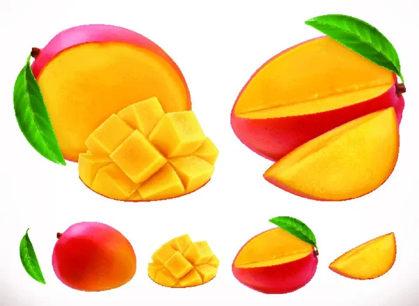 Μάνγκο Φρέσκα Φρούτα Ρεαλιστικό Διάνυσμα Εικονίδιο — Διανυσματικό Αρχείο