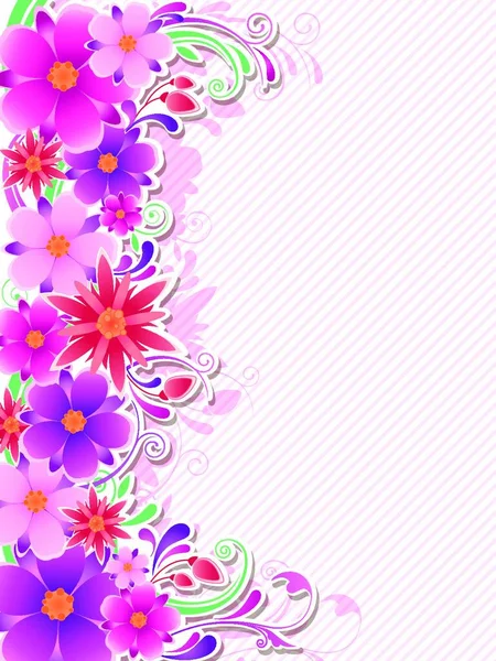 Decoratieve Vector Achtergrond Met Rode Roze Bloemen — Stockvector