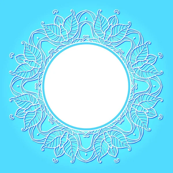 Cadre Floral Décoratif Sur Fond Bleu — Image vectorielle