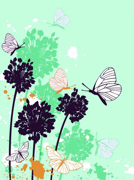 Drawing Floral Background Vector Illustration — Stock Vector