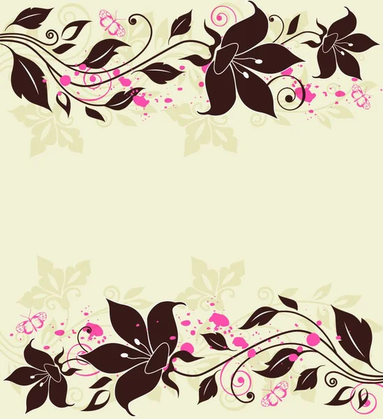 Fundo Vetorial Decorativo Com Flores Borboletas Rosa — Vetor de Stock