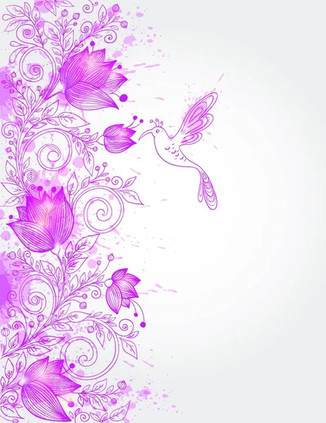 Vettore Disegnato Mano Decorativo Rosa Sfondo Floreale — Vettoriale Stock