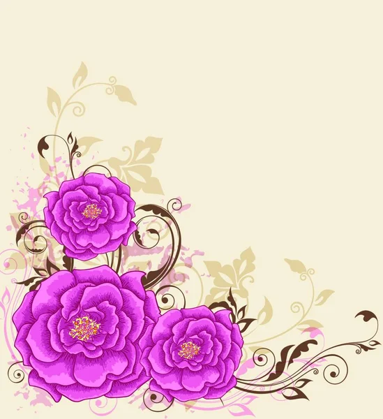 Vector Decorative Background Pink Roses — Stock Vector