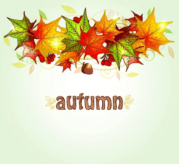 Abstrakter Herbsthintergrund Mit Ahornblättern Und Eicheln — Stockvektor