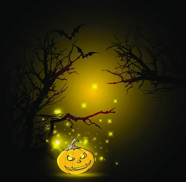Sfondo Halloween Con Silhouette Albero Zucca — Vettoriale Stock