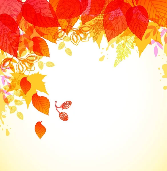 Abstrakter Herbsthintergrund Mit Roten Und Orangen Fallenden Blättern — Stockvektor
