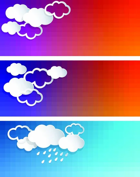 Conjunto Banners Vetoriais Abstratos Com Nuvens Papel — Vetor de Stock