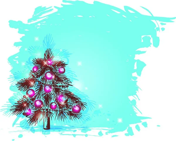 Kék Vektor Ragyogó Háttér Karácsonyfa — Stock Vector