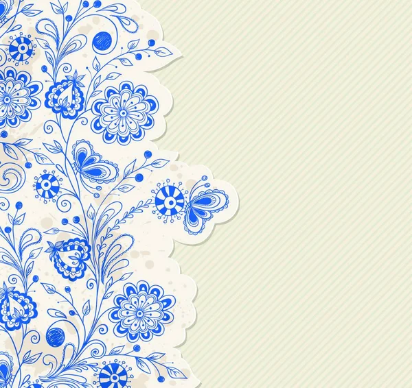 Vektor Hintergrund Mit Blauen Handgezeichneten Blumen — Stockvektor