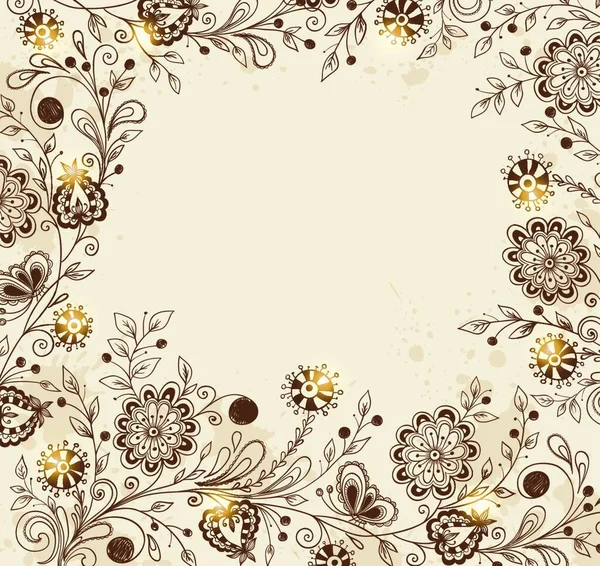 Vetor Decorativo Mão Desenhada Fundo Com Flores — Vetor de Stock