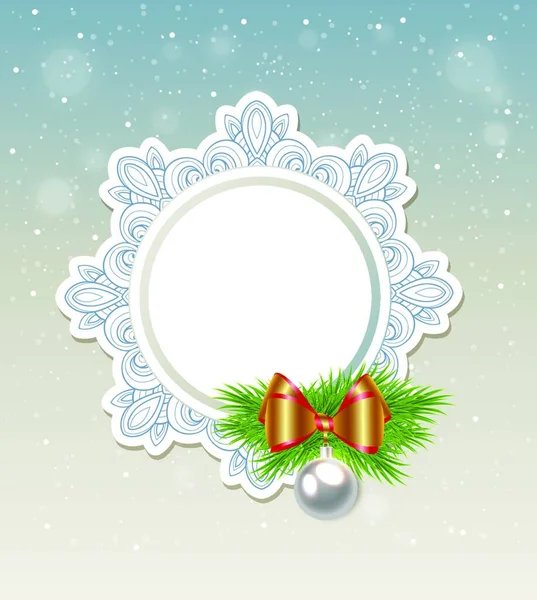装饰圣诞横幅与绿色冷杉树枝和装饰 — 图库矢量图片