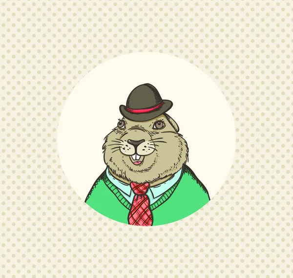 Ručně Kreslená Vektorová Ilustrace Pro Groundhog Day — Stockový vektor