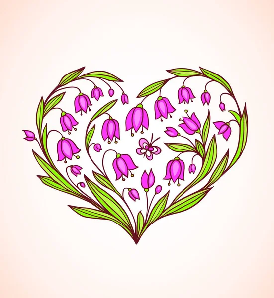 Corazón Flores Rosas Para Día San Valentín Rsquo — Vector de stock