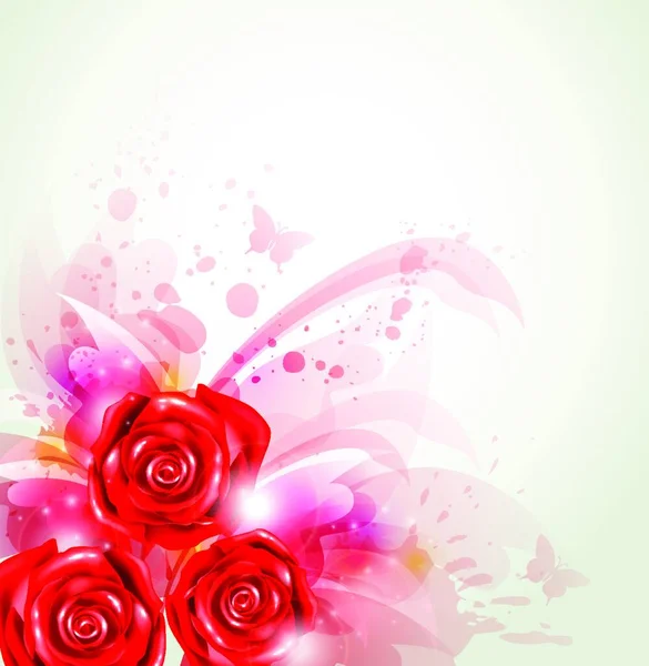 Vecteur Fond Abstrait Décoratif Avec Des Roses Rouges — Image vectorielle