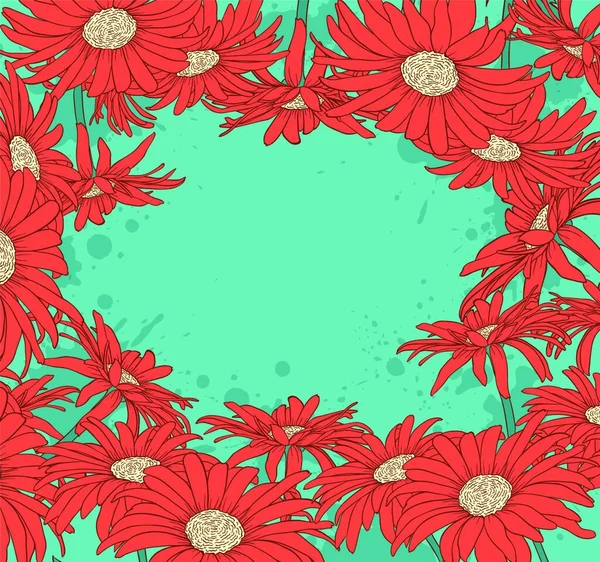 Grüner Vektor Floraler Hintergrund Mit Roter Gerbera — Stockvektor