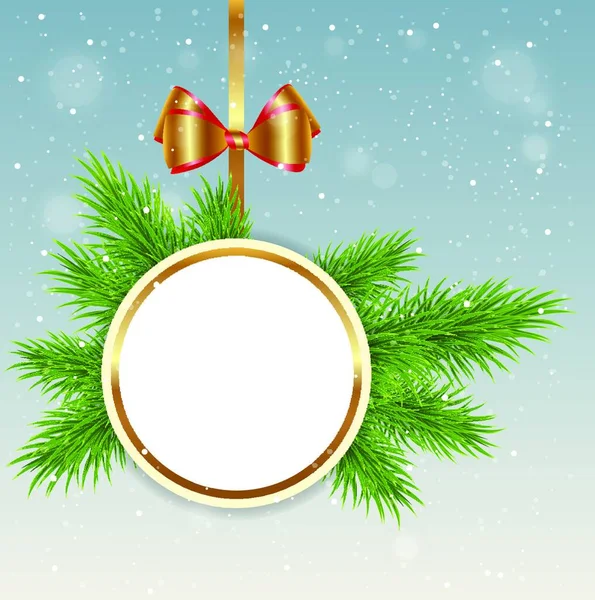 Fundo Natal Com Banner Redondo Ramo Abeto Verde —  Vetores de Stock