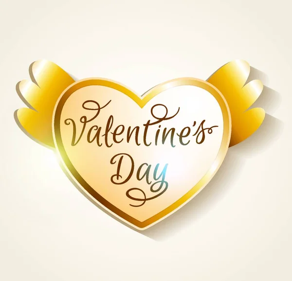 Fondo San Valentín Con Corazón Brillante Dorado — Vector de stock