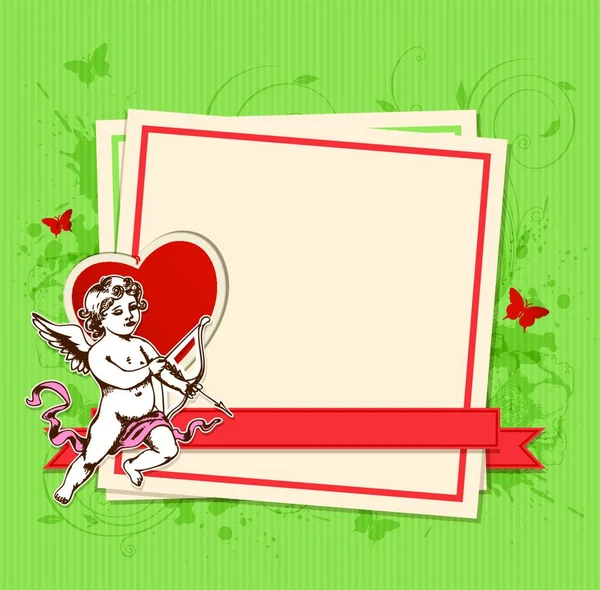 Sfondo Vettore Decorativo Con Cupido San Valentino Rsquo Giorno — Vettoriale Stock