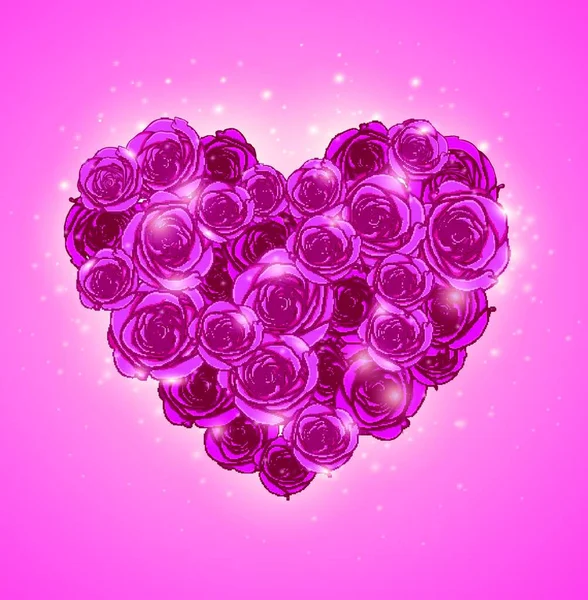 Vector Corazón Romántico Rosas Para Día San Valentín Rsquo — Vector de stock