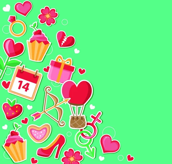Векторний Декоративний Зелений Фон Дня Святого Валентина Різдва Стиль Плоского — стоковий вектор