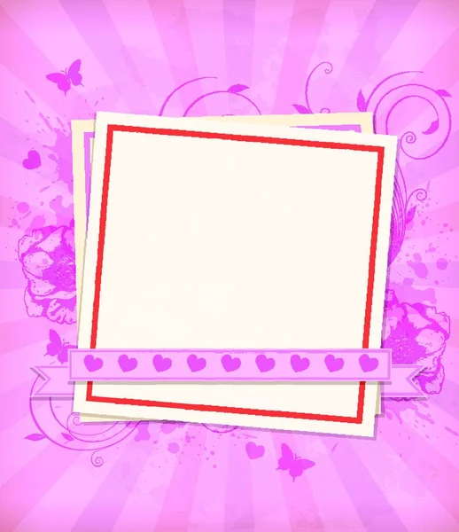 Fondo Vintage Vector Rosa Con Flores Hojas Papel — Vector de stock