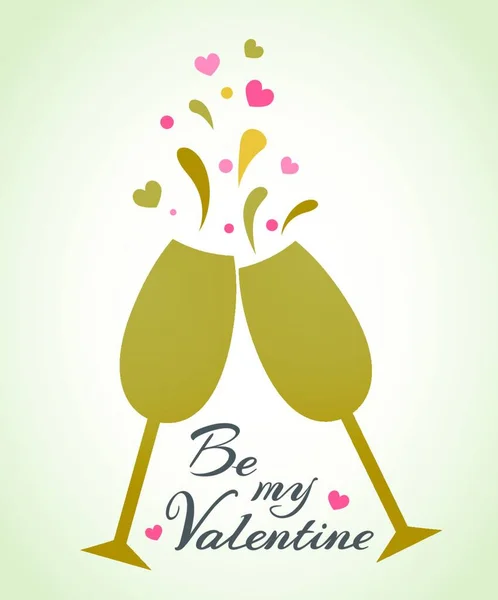 Романтичний Фон Келихами Шампанського День Святого Валентина — стоковий вектор