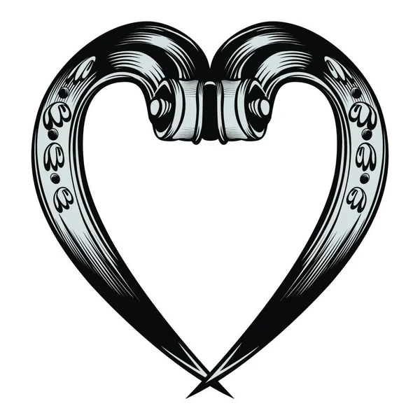 Forme Coeur Créée Dans Ancien Style Calligraphique Avec Ornements — Image vectorielle