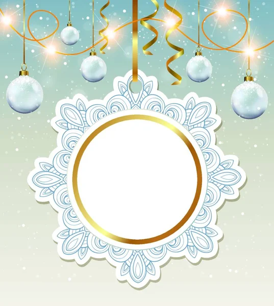 装饰圆形矢量圣诞横幅与白色装饰 — 图库矢量图片