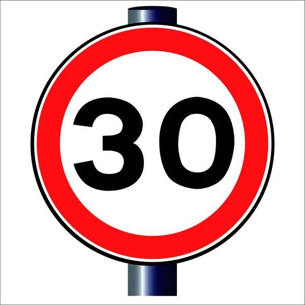 Large Red Traffic Displaying Thirty Mph Speed Limit — Stock Vector