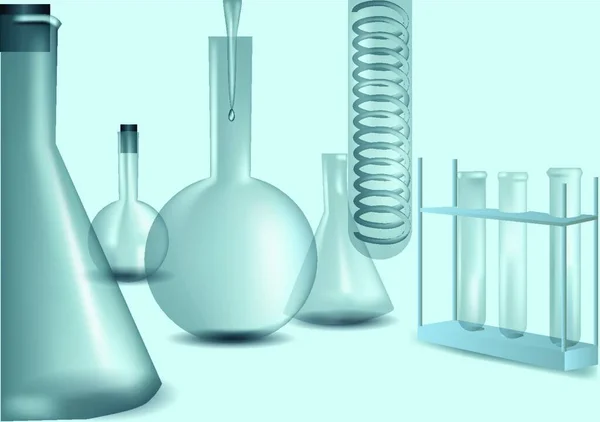 Kimyasal Laboratuvar Test Tüpleri Kimya Laboratuvarı Için Mataralar — Stok Vektör