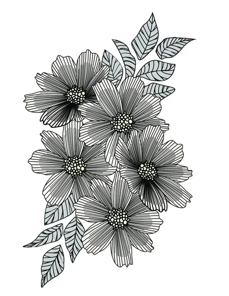 Vektorillustration Silhouettenblumen Mit Blättern Floraler Hintergrund — Stockvektor