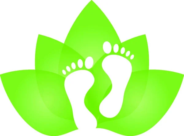 Piedi Foglie Cura Del Piede Podiatria Logo Benessere Naturopati — Vettoriale Stock