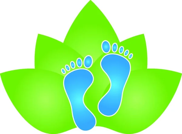 Füße Blätter Fußpflege Podologie Logo Wellness Naturheilverfahren — Stockvektor