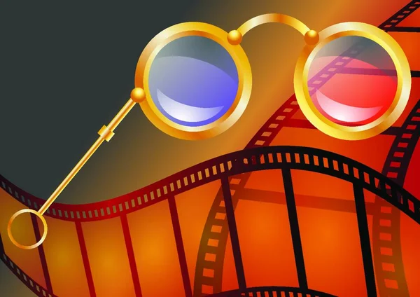 Dreidimensionales Kino Abstrakter Hintergrund Mit Brille — Stockvektor