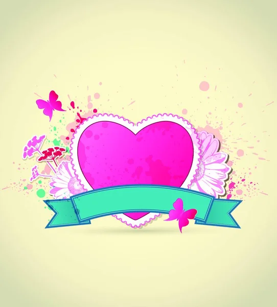 Decorative Background Pink Heart Flowers Valentine Rsquo Day — Stock Vector