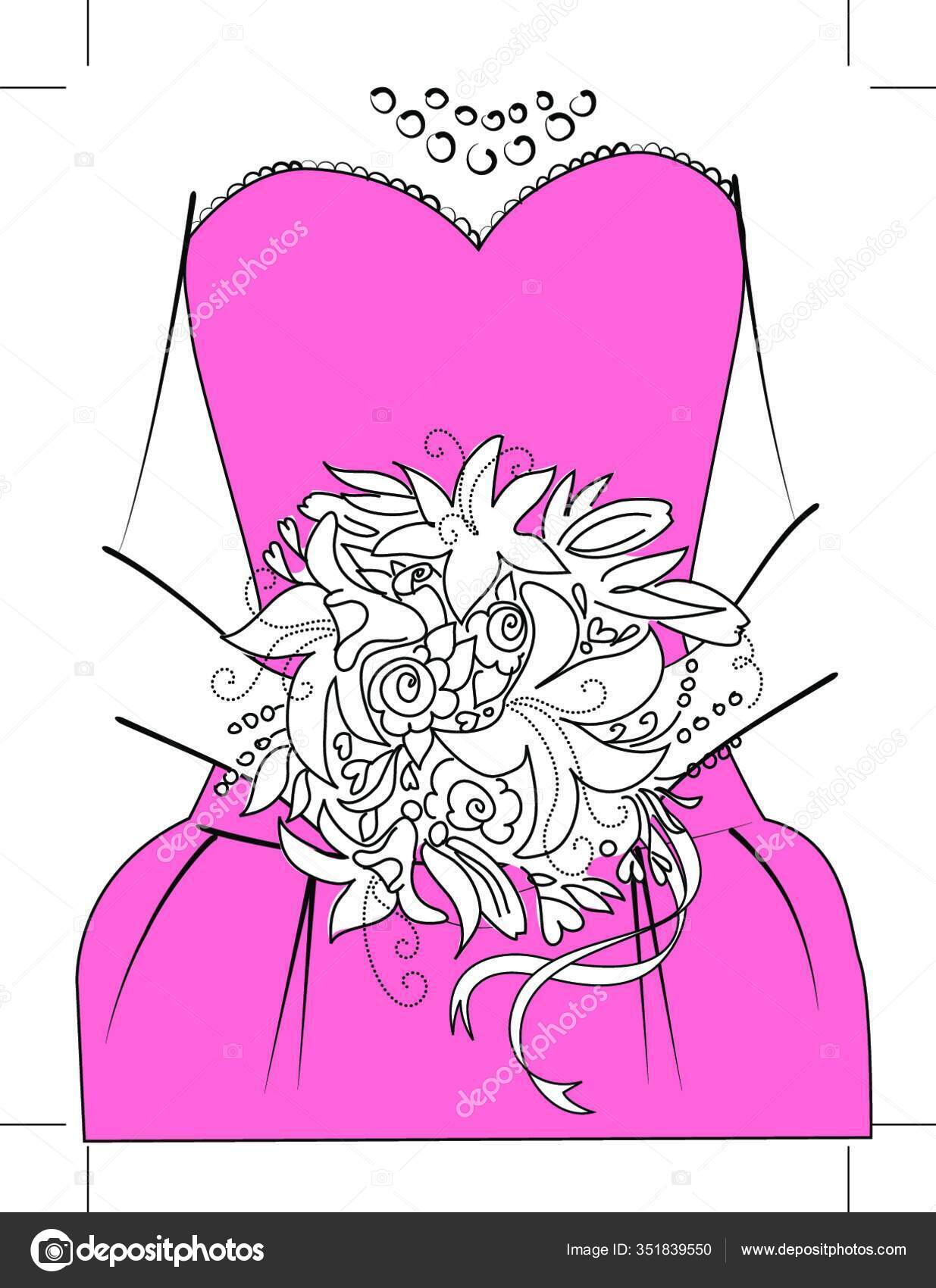 Wedding Background Bridesmaid Bouquet Stock Illustration by