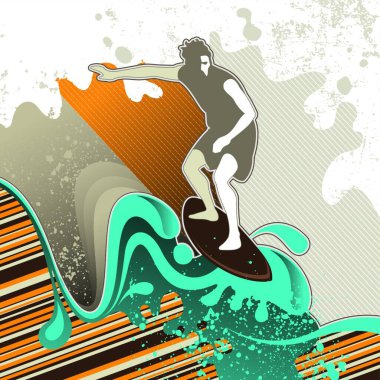 Designed surfing banner with abstract graphic elements clipart