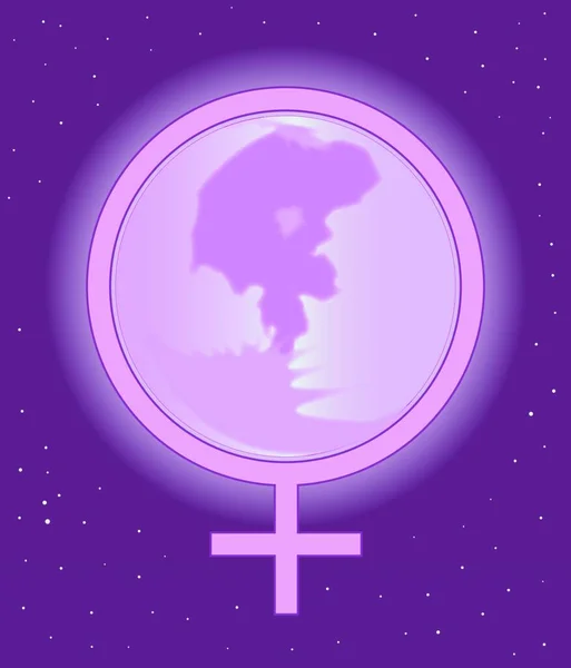 Símbolo Feminidad Sobre Una Luna Llena Rosa Cielo — Archivo Imágenes Vectoriales