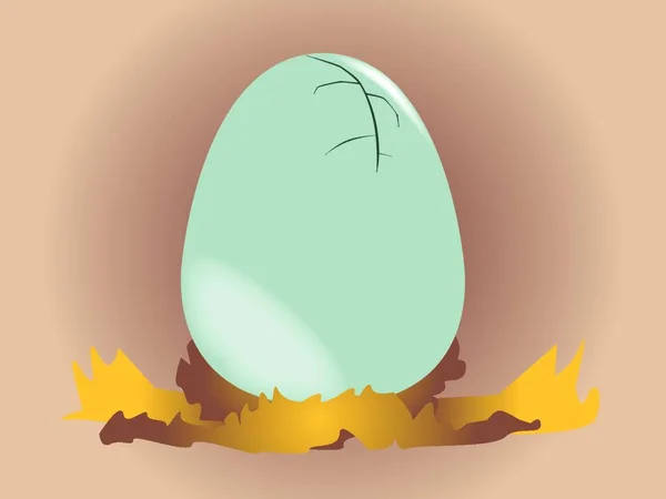 Büyük Mavi Bir Yumurta Çatlamak Üzere Kabuğu Çatlamak Üzere — Stok Vektör