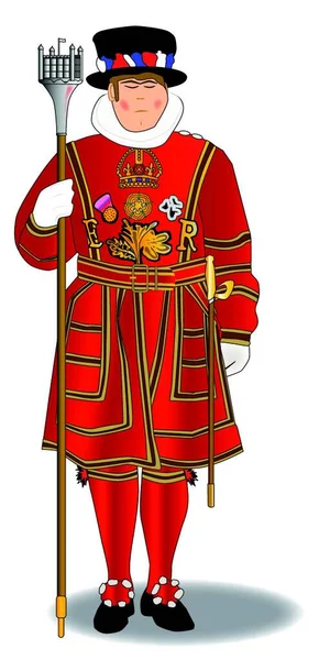 Londoni Torony Koronaékszerek Őrzésére Használt Beefeater — Stock Vector