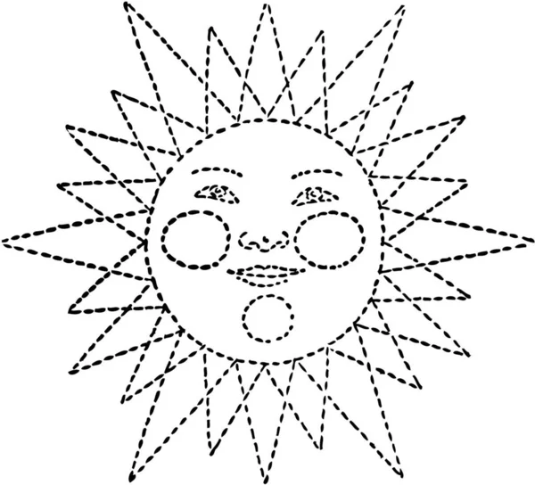 Desenho Linha Sol Isolado Fundo Branco — Vetor de Stock