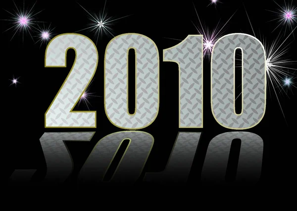 Νέο Έτος 2010 Έννοια Πυροτεχνήματα Και Προβληματισμό — Διανυσματικό Αρχείο