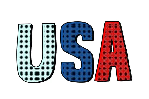 Буквы Слова Usa Соединенные Штаты Америки Ретро Векторная Иллюстрация Поп — стоковый вектор