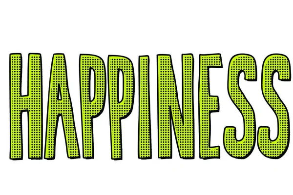 Mutluluk Kelimesi Metni Pop Art Retro Vektör Illüstrasyon Klasiği — Stok Vektör